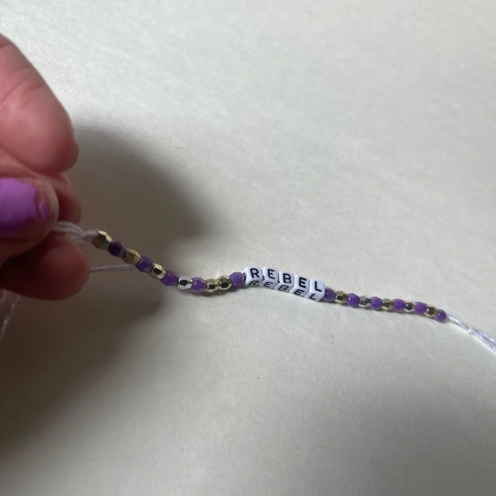 NEW handmade beaded rebel letter friendship purple bracelet
